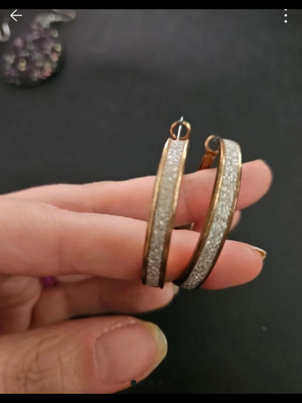 Rose gold glitter hoop earrings